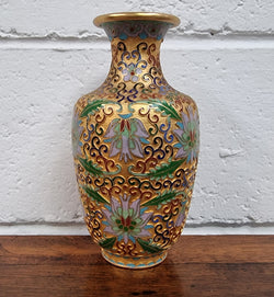 Especially Attractive Cloisonné Vase in Soft Coloured Enamels & Gilt | Antique & Vintage | Moonee Ponds Antiques | Australia Wide Delivery