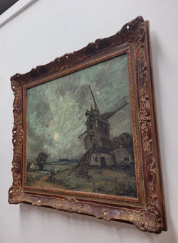 Late 19th Century Dutch Impressionist Signed Oil On Canvas Depicting Windmill Landscape | Antique & Vintage | Moonee Ponds Antiques | Australia Wide Delivery