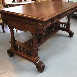 19th Century French Walnut Henry II Style Desk