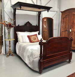 Antique Carved Mahogany Half Tester Poster Bed | Antique & Vintage | Moonee Ponds Antiques | Australia Wide Delivery