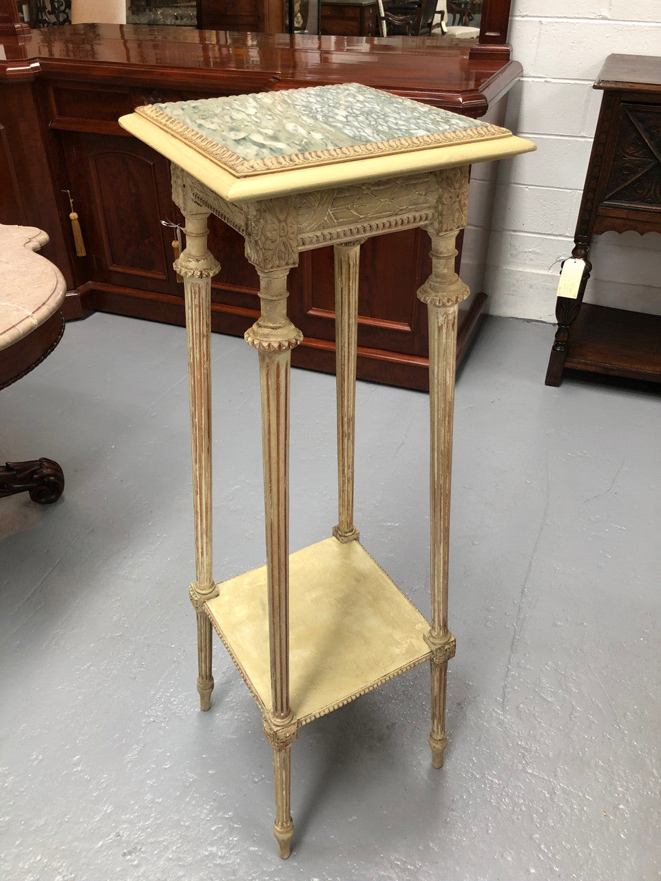 Beautiful Carved French Painted Pedestal | Antique & Vintage | Moonee Ponds Antiques | Australia Wide Delivery