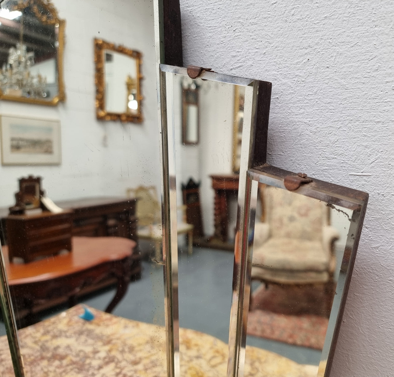 Original Art Deco Fan Shaped Mirror