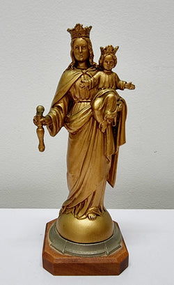 Vintage Mary Gilt Metal on Wooden Stand | Antique & Vintage | Moonee Ponds Antiques | Australia Wide Delivery