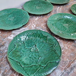 Fabulous rare set of 8 French Majolica plates (Autumn Leaves) 8 plates and a charger plate in good original condition.