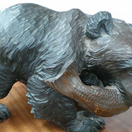 Japanese Hardwood Bear Statue