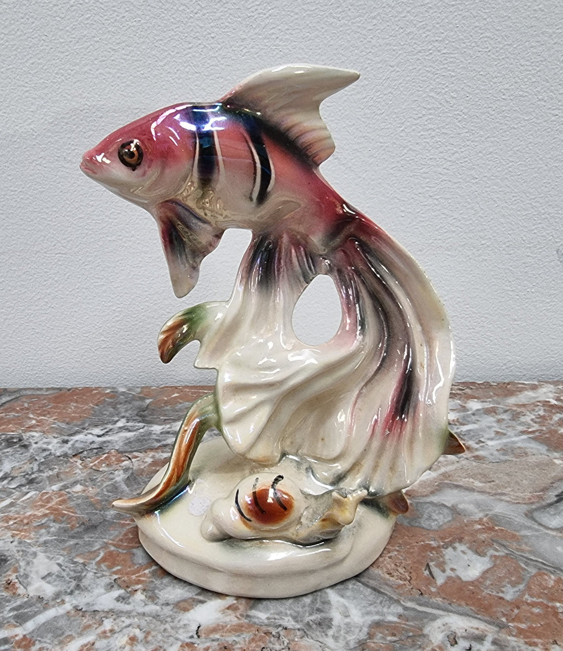 Vintage “Jema Holland” Ceramic Fish And Snail Statuette