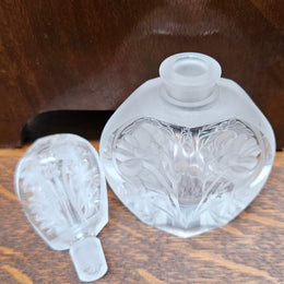 Charming Intaglio Glass Vintage Perfume Bottle and Stopper.