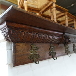 19th Century French Oak Coat Rack-1
