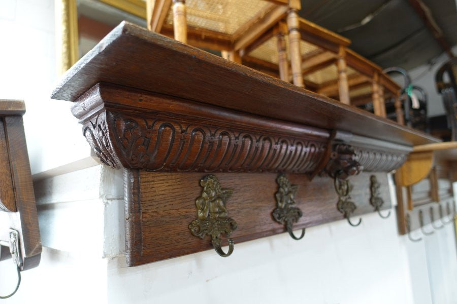 19th Century French Oak Coat Rack-1