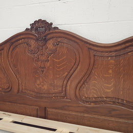 French Oak Louis XV Style Queen Size Bed & Rails