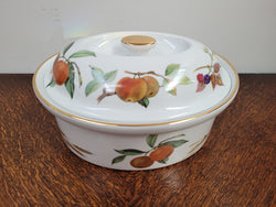 Royal Worcester Porcelain Gold Trim & Knob “Evesham” Pattern Casserole Dish | Antique & Vintage | Moonee Ponds Antiques | Australia Wide Delivery