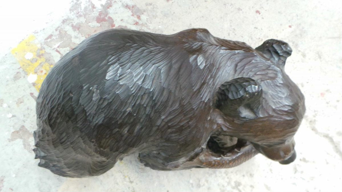 Japanese Hardwood Bear Statue