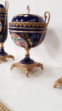 French Three-piece Sevres Style Porcelain Vase | Antique & Vintage | Moonee Ponds Antiques | Australia Wide Delivery