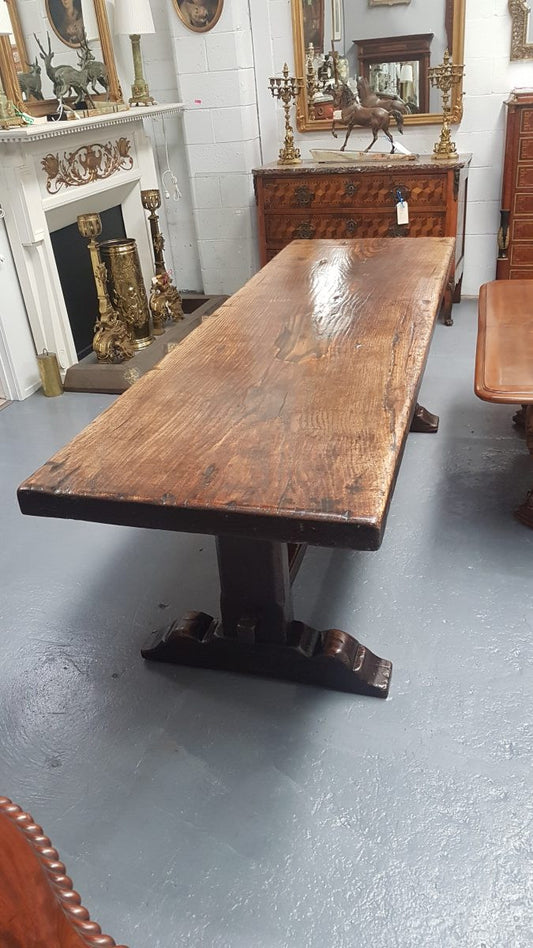 Early 19th Century French Solid Oak Refectory Dining Table