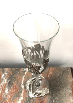 Royal Selangor Floral Pewter and Crystal Fluted Glass | Antique & Vintage | Moonee Ponds Antiques | Australia Wide Delivery