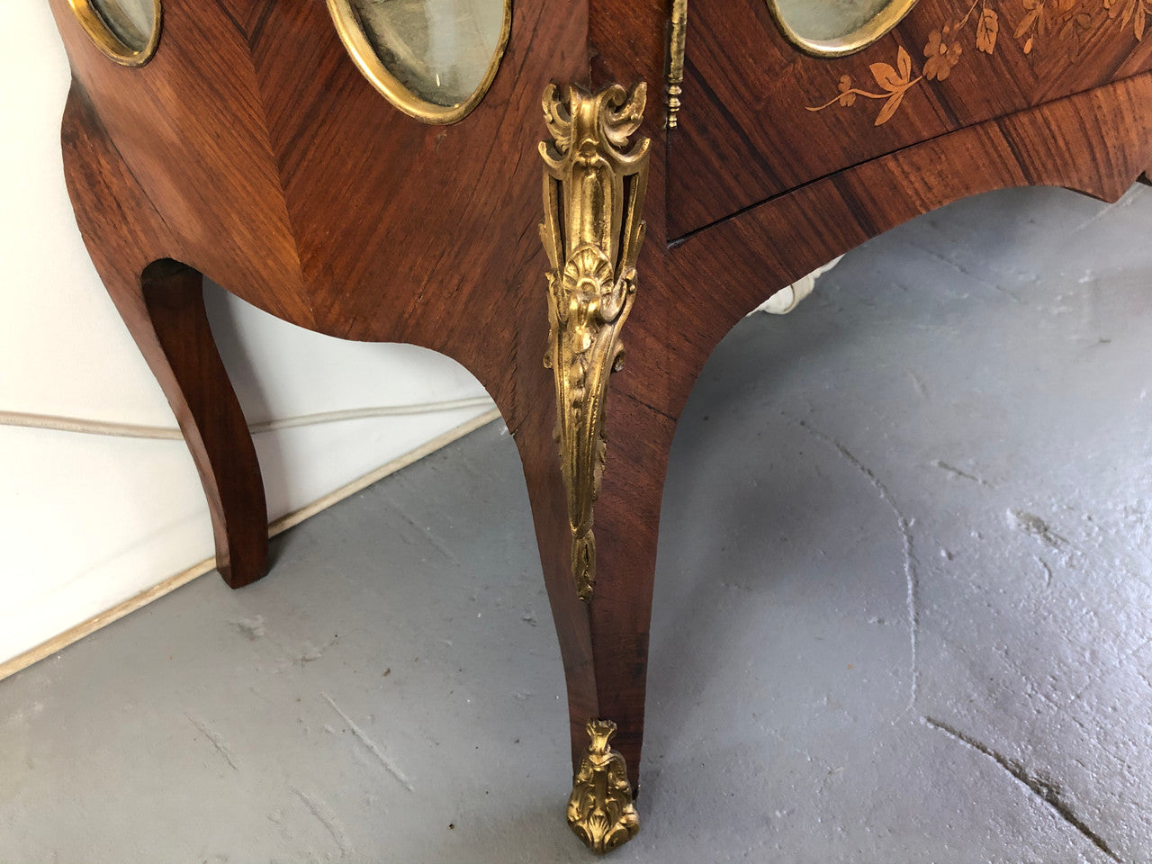 19th Century Ornate French Walnut Marquetry Inlay Display Cabinet | Antique & Vintage | Moonee Ponds Antiques | Australia Wide Delivery