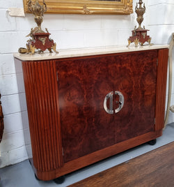 Beautiful Bespoke Art Deco Style Walnut & Mahogany Marble Top Buffet | Antique & Vintage | Moonee Ponds Antiques | Australia Wide Delivery