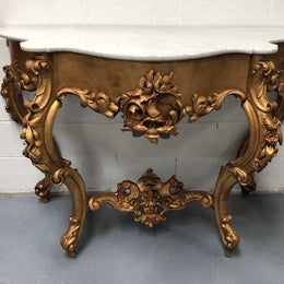 A very grand 19th century French marble top giltwood console. In very good original condition. Circa 1880.