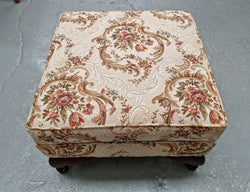 Vintage Mahogany Tapestry Square Foot Stool | Antique & Vintage | Moonee Ponds Antiques | Australia Wide Delivery