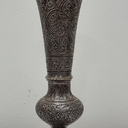 Pair of antique Indian silver plated vases with markings 'I, 546'. Sourced locally. They are in good original condition.