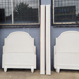Two attractive vintage French chalk painted king single Art Deco beds. They have been sourced from France and are in good original condition.