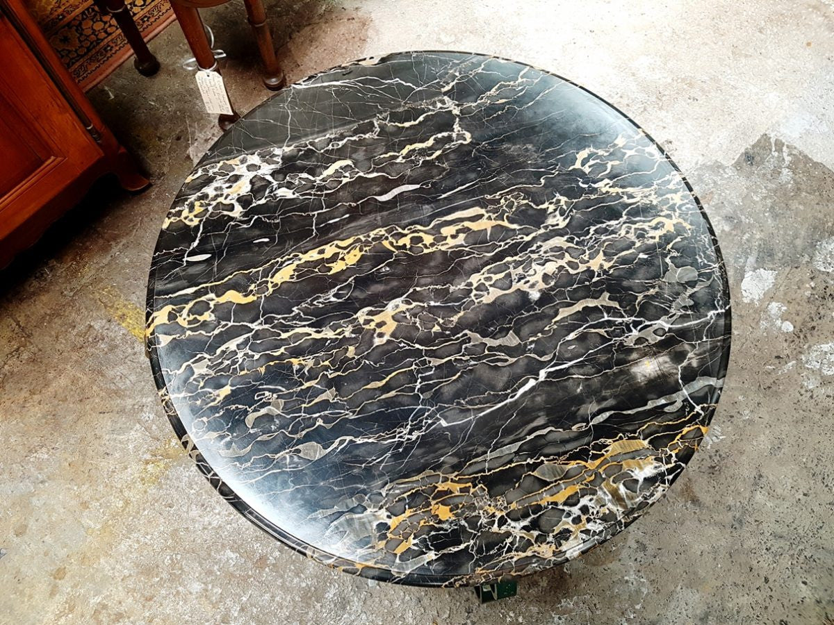 Portoro Marble Top French Wrought Iron Occasional Or Coffee Table | Antique & Vintage | Moonee Ponds Antiques | Australia Wide Delivery