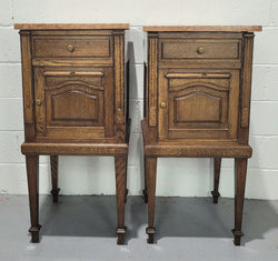 Pair of French Oak Marble Top Bedside Cabinets | Antique & Vintage | Moonee Ponds Antiques | Australia Wide Delivery