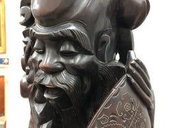 Antique Chinese Hand Carved Rosewood Immortal "Shou Xing" Lamp Base | Antique & Vintage | Moonee Ponds Antiques | Australia Wide Delivery