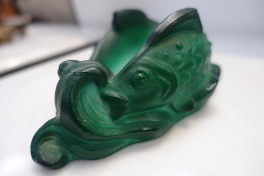 Czechoslovakia Malachite Glass Fish Bowl