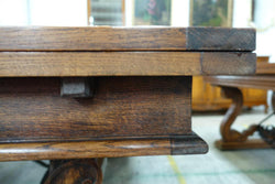 Large Parquetry Spanish Style French Oak Extension Table | Antique & Vintage | Moonee Ponds Antiques | Australia Wide Delivery