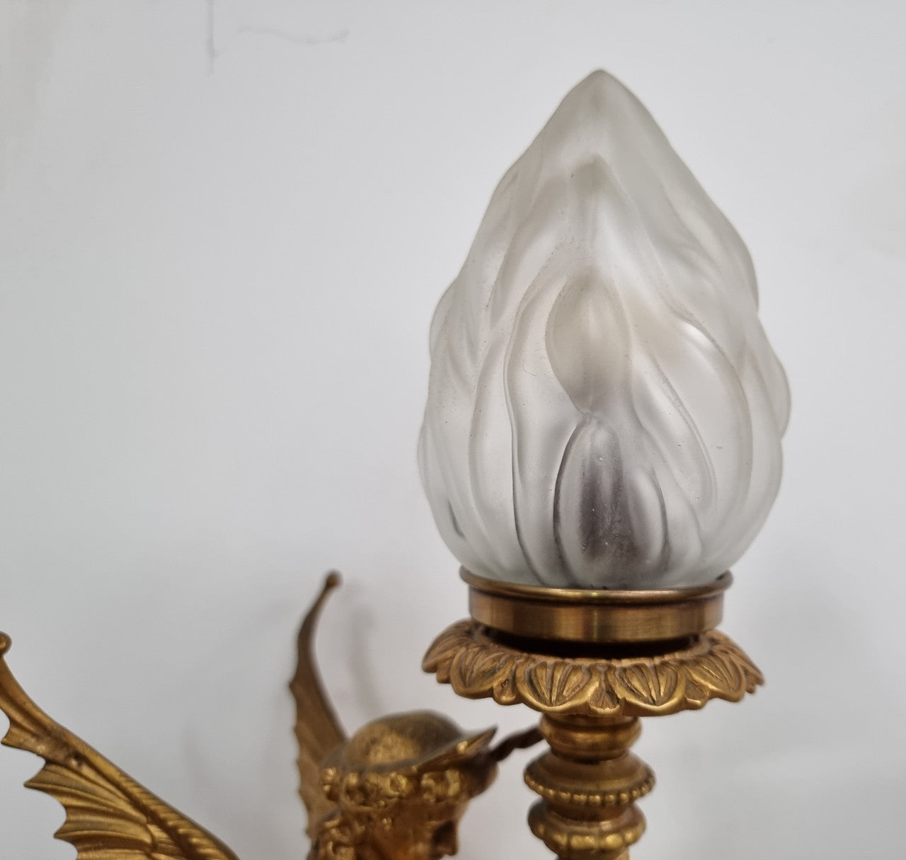 Decorative and beautiful is this 19th Century Ormolu table lamp with a lovely frosted frame and in good working order.