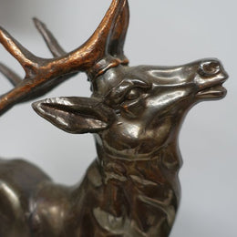 Beautiful French cold painted spelter Art Deco deer sculpture, on a stunning marble base. In good original condition.