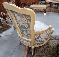 Pair of Stunning Louis XV Painted With Blue Upholstery Bergere Chairs | Antique & Vintage | Moonee Ponds Antiques | Australia Wide Delivery