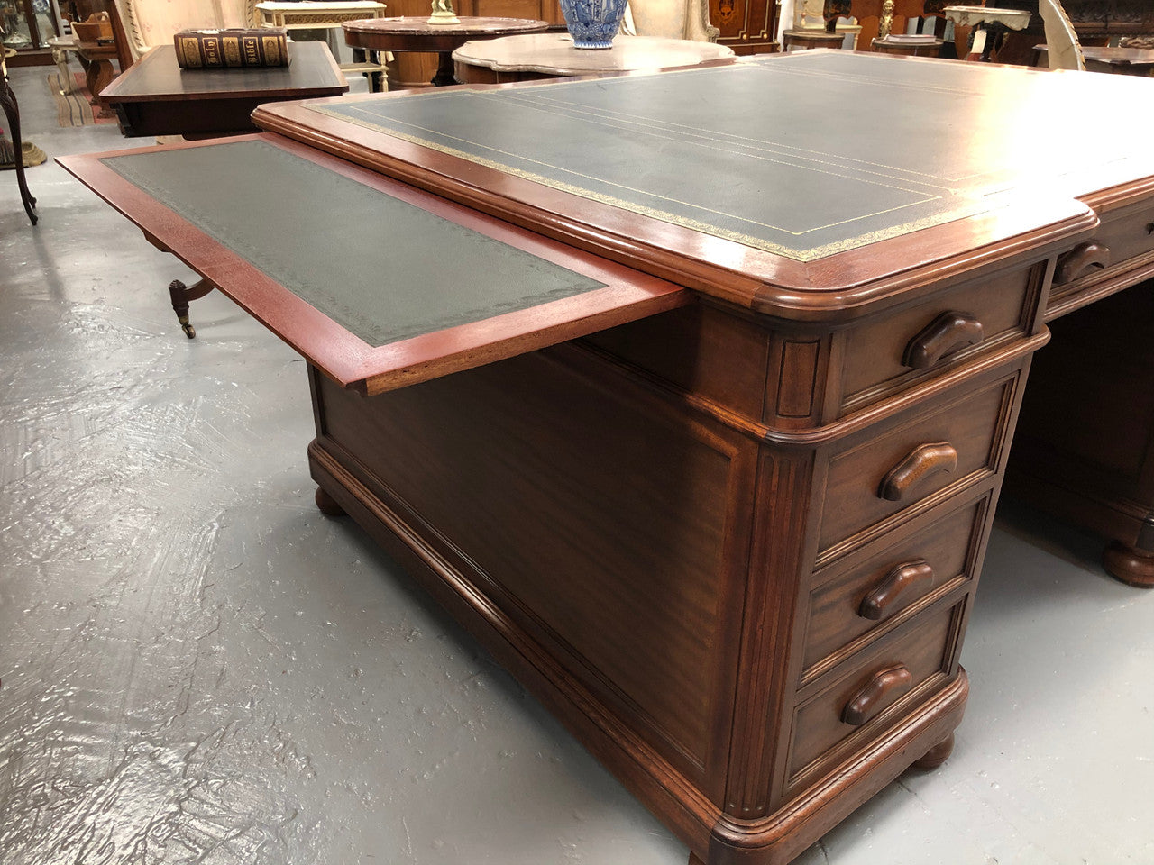Superb Late 19th Century French Walnut Partners Desk | Antique & Vintage | Moonee Ponds Antiques | Australia Wide Delivery