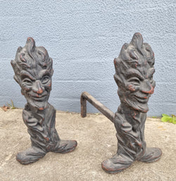 Fabulous Rustic Pair of French Cast Iron Fire Dogs | Antique & Vintage | Moonee Ponds Antiques | Australia Wide Delivery