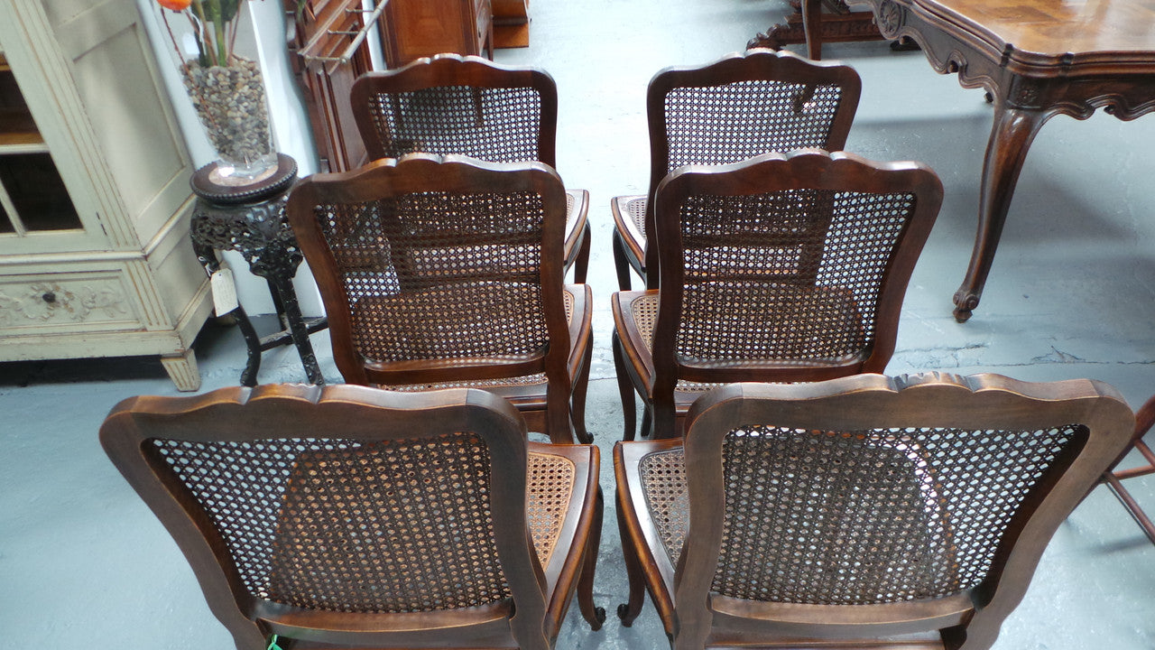 Set Of Six French Oak Chairs With Cane Seat And Back