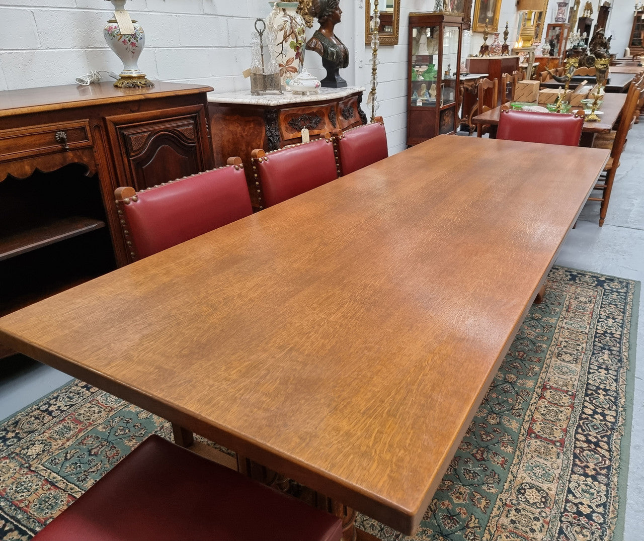 French Oak Double Pedestal Farmhouse Dinning Table | Antique & Vintage | Moonee Ponds Antiques | Australia Wide Delivery