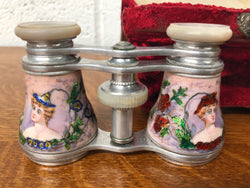 Fine Guilloche Enamel Victorian Opera Glasses With Fitted Case | Antique & Vintage | Moonee Ponds Antiques | Australia Wide Delivery