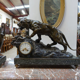 French Cold Painted Spelter And Bronze Set