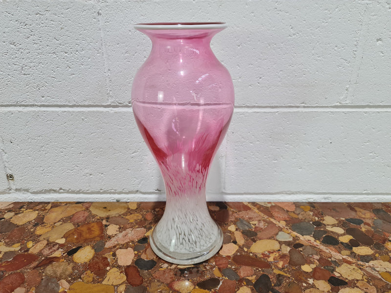 Tall Vintage "Murano" multi coloured vase. Beautiful pink and white colours. In good condition with no chips or cracks.