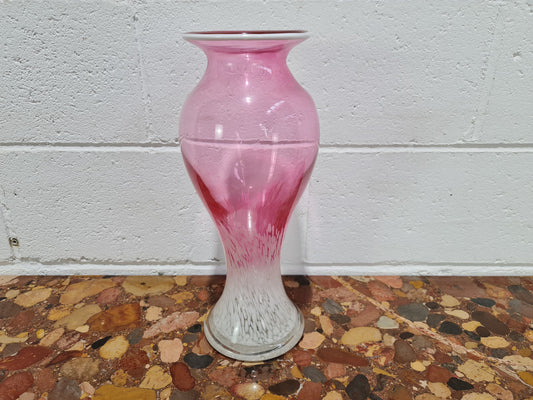 Tall Vintage "Murano" multi coloured vase. Beautiful pink and white colours. In good condition with no chips or cracks.