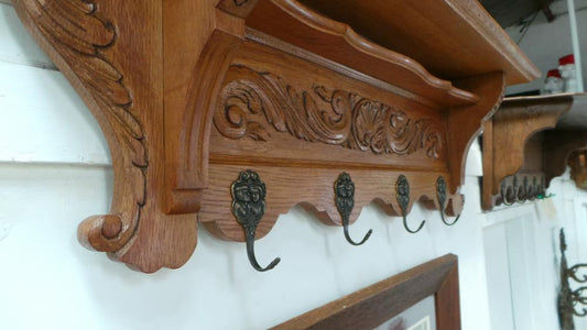 French Oak Wall Coat Rack