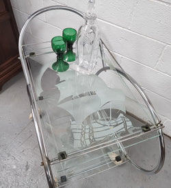 Stylish Art Deco Chrome & Frosted Glass Drinks Trolley | Antique & Vintage | Moonee Ponds Antiques | Australia Wide Delivery