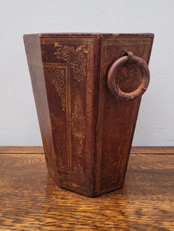 Vintage Italian Tooled Leather Waste Bin | Antique & Vintage | Moonee Ponds Antiques | Australia Wide Delivery