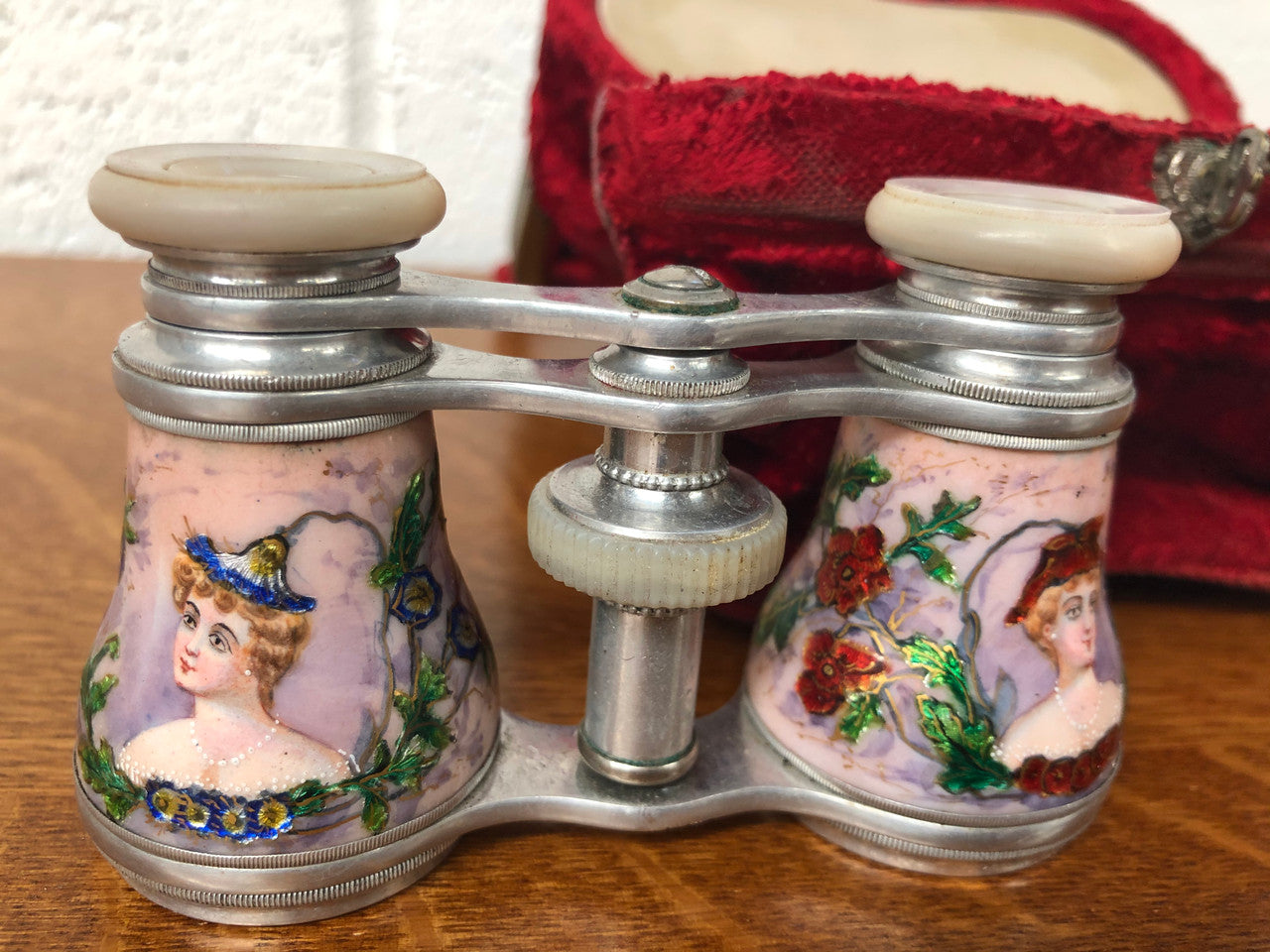 Fine Guilloche Enamel Victorian Opera Glasses With Fitted Case | Antique & Vintage | Moonee Ponds Antiques | Australia Wide Delivery