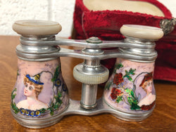 Fine Guilloche Enamel Victorian Opera Glasses With Fitted Case | Antique & Vintage | Moonee Ponds Antiques | Australia Wide Delivery