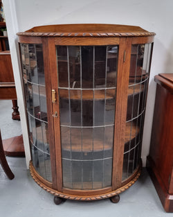 Vintage Australian Oak Half Round Leadlight Display Cabinet | Antique & Vintage | Moonee Ponds Antiques | Australia Wide Delivery