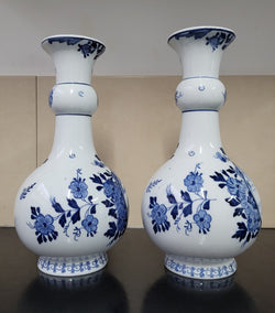 Pair of Victorian Delft Blue Hand Painted Vases | Antique & Vintage | Moonee Ponds Antiques | Australia Wide Delivery