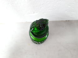 Round Victorian Green Glass Crown Perfume Bottle | Antique & Vintage | Moonee Ponds Antiques | Australia Wide Delivery