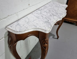 Elegant Walnut French Louis XV Style Marble Top Console Table | Antique & Vintage | Moonee Ponds Antiques | Australia Wide Delivery
